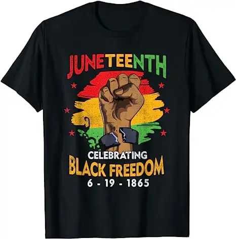 Juneteenth-T-shirt à manches courtes pour femme, chemises afro-américaines, tee-shirt noir, Freedom 