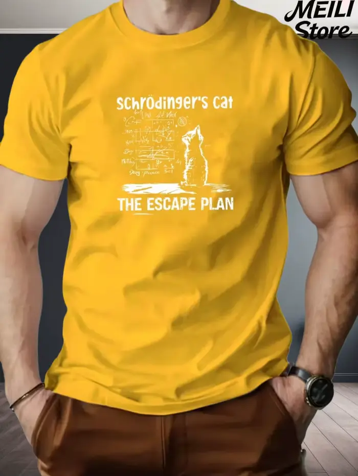 Schrodinger chat Design hommes T-Shirt été décontracté amusant 3D imprimé ample mode haut surdimensionné Science amant