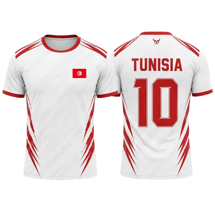 Nouveau maillot de football imprimé drapeau tunisien pour hommes