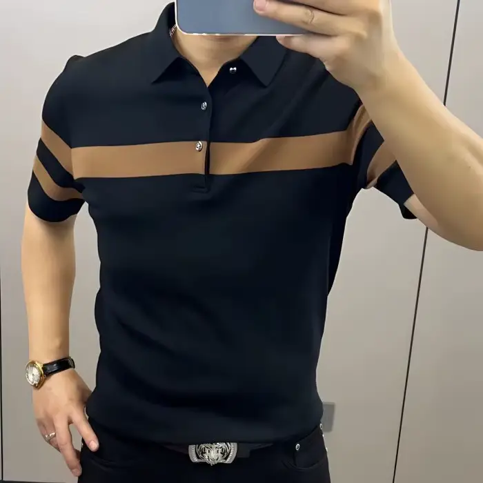 Chemise d'été à revers épissé pour hommes