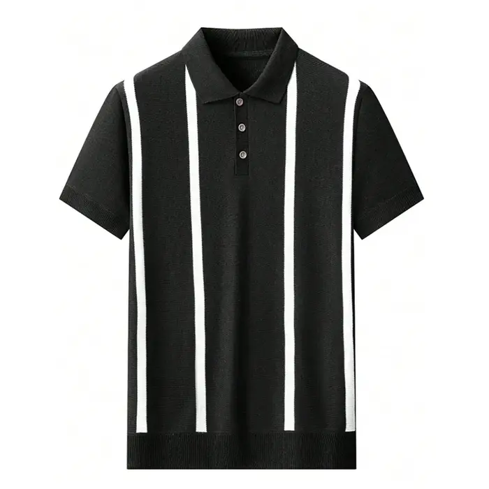 Chemises polo en tricot pour hommes, manches courtes, rayées, pour le golf, respirantes, été, tricot