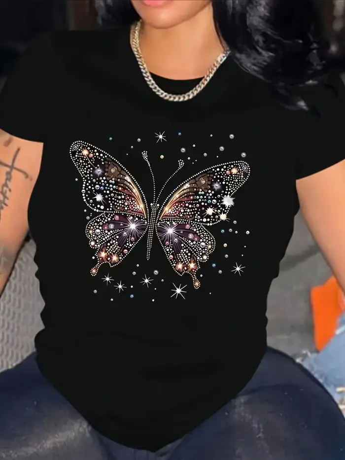 T-shirt papillon décontracté pour femme