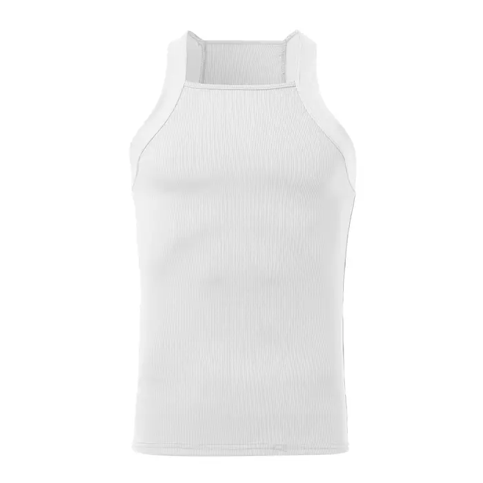 Débardeur de sport pour hommes, nouvelle mode, couleur unie, col rond, T-shirt sans manches, slim, S