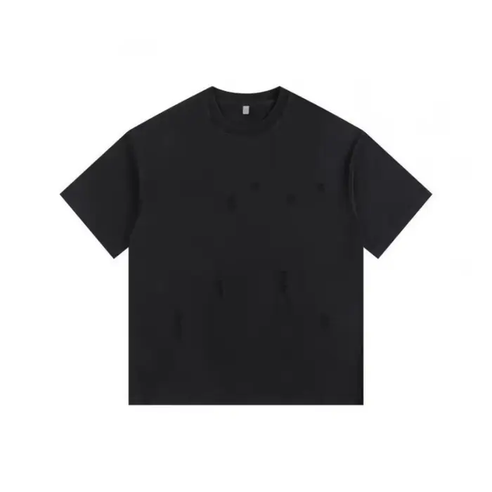 T-Shirt manches courtes col ras du cou déchiré pour hommes et femmes, ample et décontracté, même rét