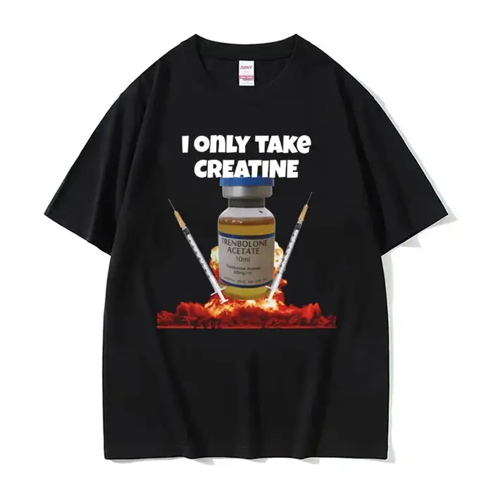J'ai seul prendre la créatine drôle salle de sport Meme graphique T-shirts hommes surdimensionné haute qualité T-shirt