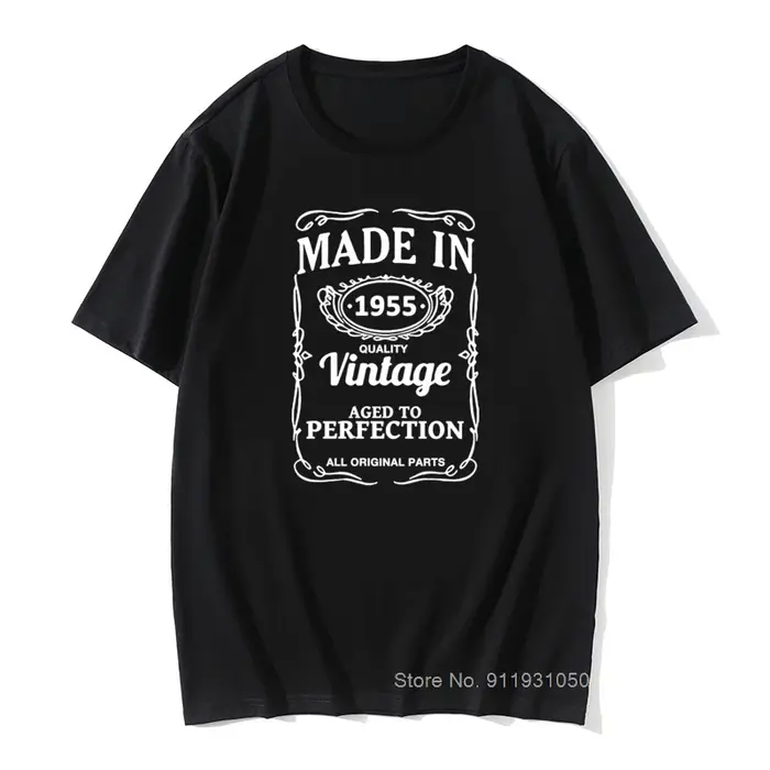 T-shirt imprimé homme 66 67 68 69 70 ans cadeau 1951 1952 1953 1954 1955 motif 100% coton anniversaire