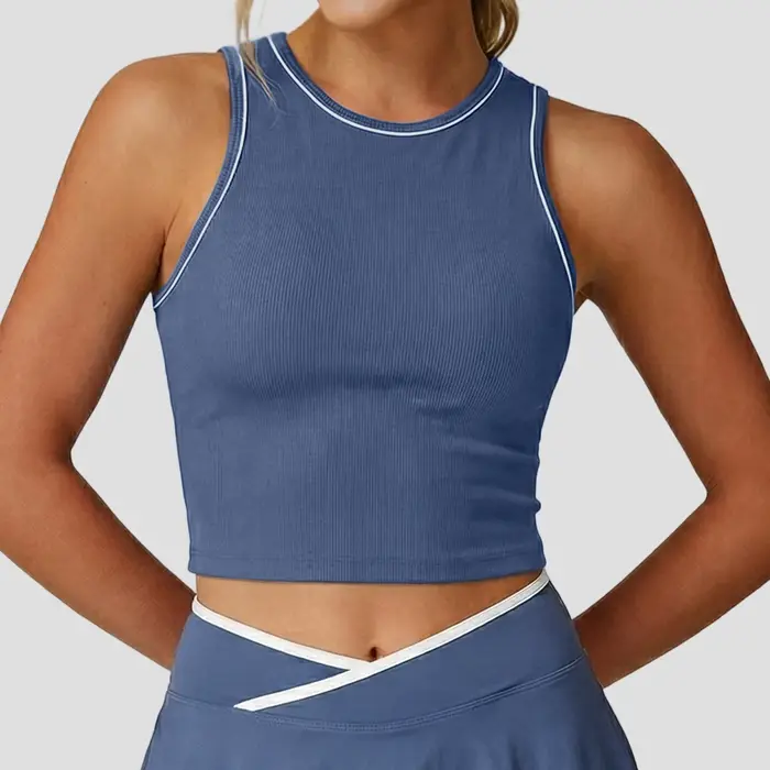Débardeur court pour femmes, vêtements de sport avec coussinets amovibles, séchage rapide, course à