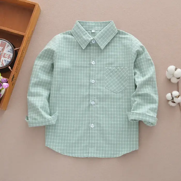 Chemise à carreaux à manches longues pour enfants et adolescents de 2 à 13 ans