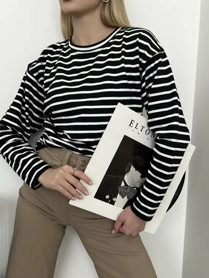 Hirsionsan – t-shirt rayé à manches longues pour femmes