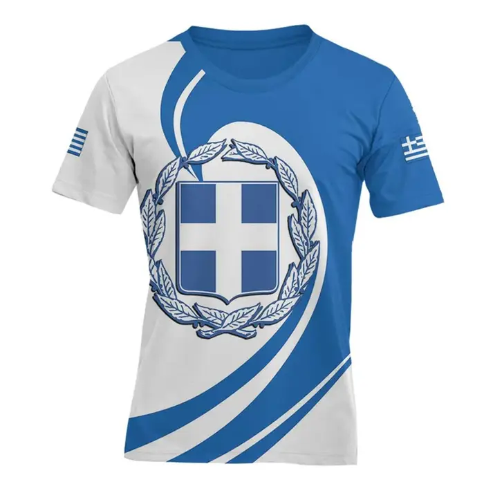 T-shirt unisexe avec emblème national grec imprimé en 3D