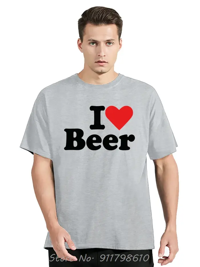 Drôle j'aime la bière coeur rouge vêtements pour hommes mode décontracté surdimensionné T-shirt boire Fitness