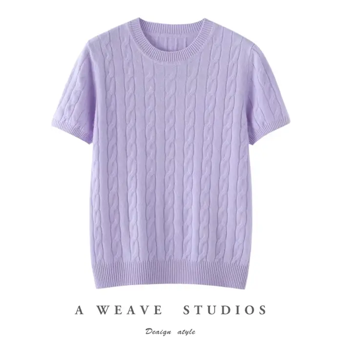 Pull à manches courtes et col rond pour femme