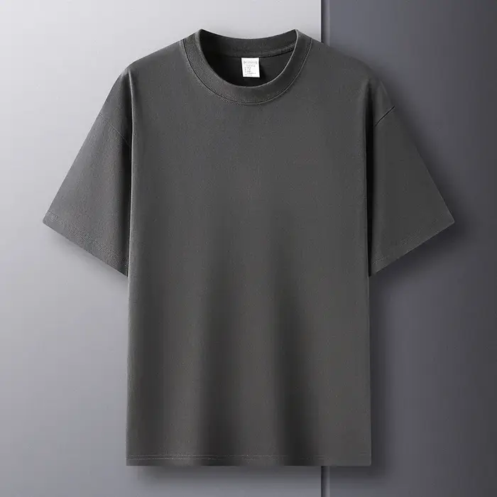 100% pur coton été haut de gamme marque hommes à manches courtes col rond Style à la mode demi manch
