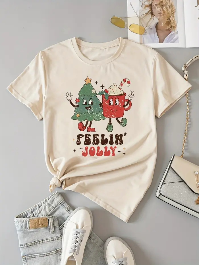 T-shirt graphique joyeux Noël pour femme