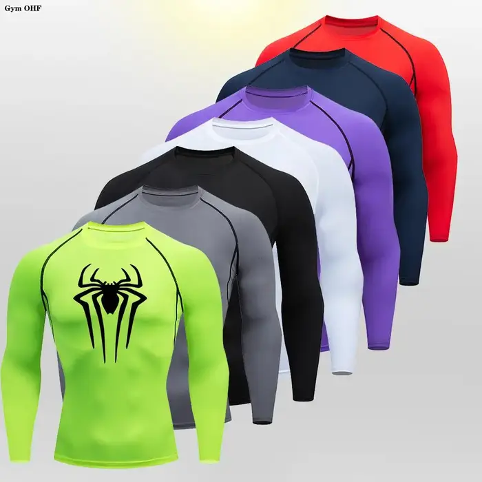 Spider-T-shirt de compression à manches longues pour homme