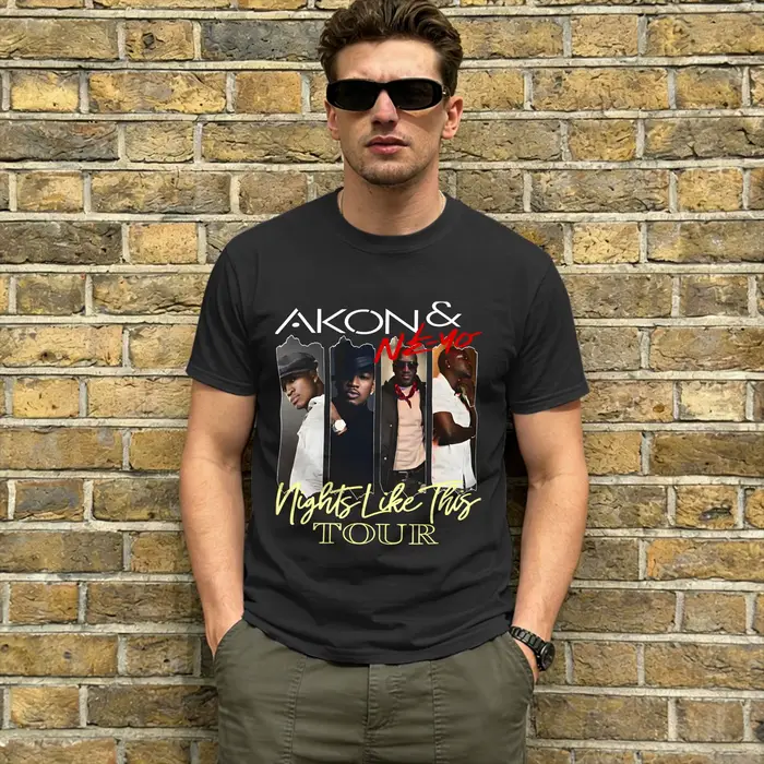 Akon T-Shirt pour hommes Nights Like This Tour 2026, t-shirts créatifs en coton, col rond, manches courtes, vêtements graphiques