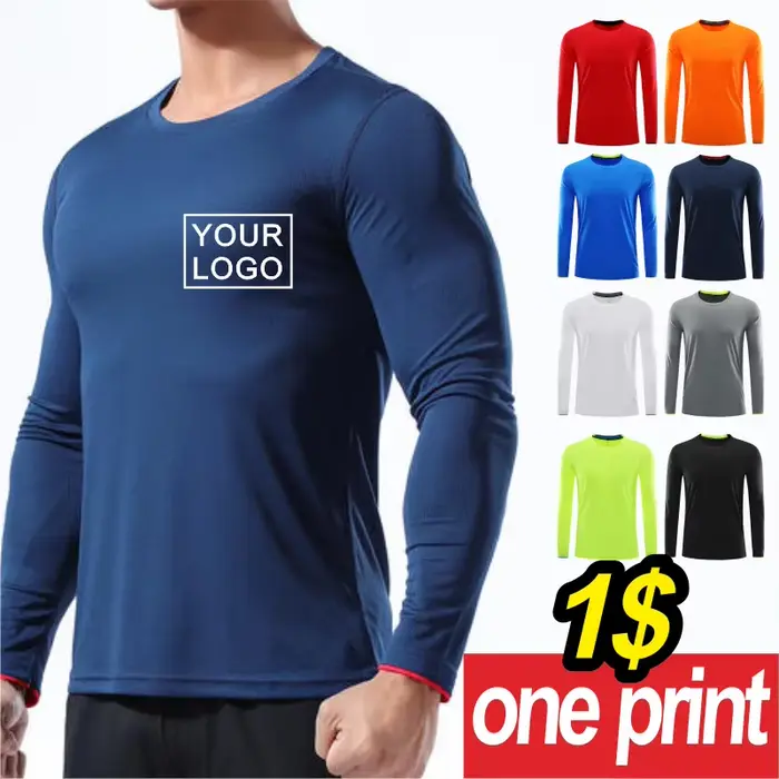 T-shirt de sport respirant à manches longues pour hommes
