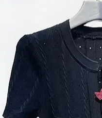 Robe blanche en tricot ajouré pour femmes, slim, manches courtes, robe midi de soirée