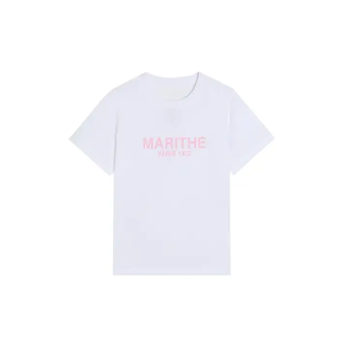 T-shirt en coton unisexe Marithe Paris 1972 2026 pour couple, style streetwear coréen, coupe ample, 