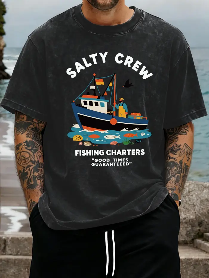 T-shirt vintage délavé Salty Crew Fishing Charters pour hommes