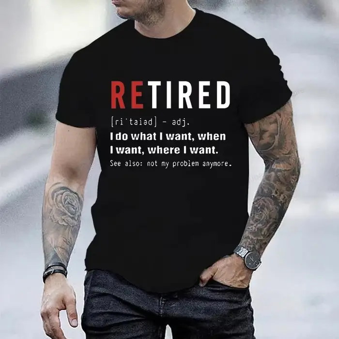T-shirt Retired Defination pour hommes et femmes, t-shirt à manches courtes, t-shirts imprimés « I D