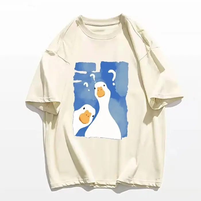 Femme T-Shirt drôle deux canards confus imprimer été mode