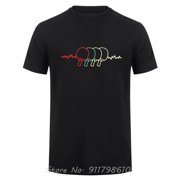 Battement de coeur coton T-shirt été unisexe hauts t-shirts Tennis de Table surdimensionné