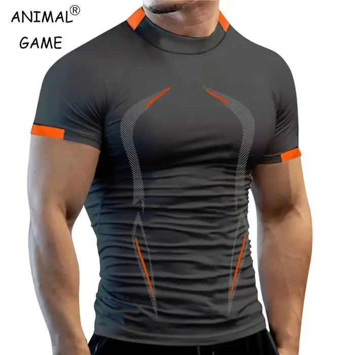 T-shirt respirant pour hommes, à séchage rapide, pour Jogging, entraînement, Fitness, course à pied,