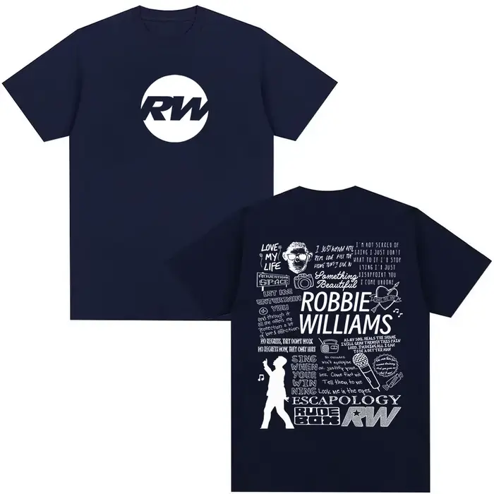 Robbie Williams Rw Tour Album Merch T-shirt hommes femmes mode Harajuku
