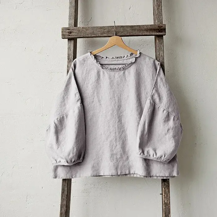 T-Shirt en Lin Rétro pour Femme