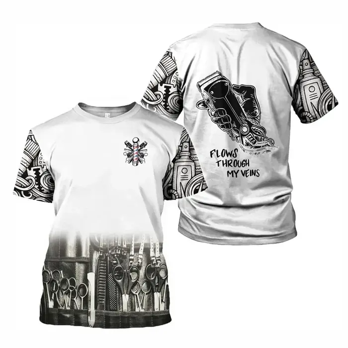 Salon de coiffure T-shirt pour hommes coiffeur graphique