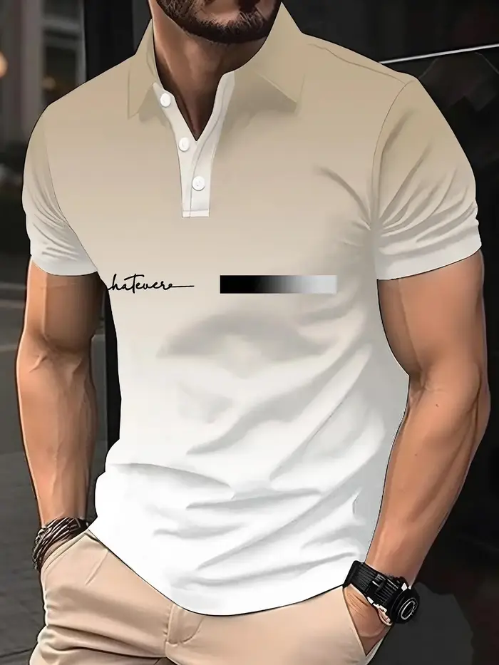 Polo à manches courtes pour hommes, style printemps-été, avec faux col à revers, imprimé, décontract