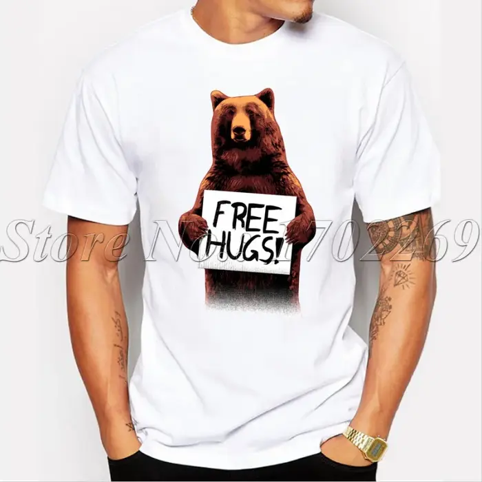 T-shirt à manches courtes pour hommes, personnalisé, avec lettres imprimées, haut marron, ours, desi