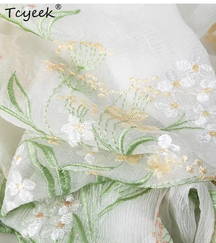 Tcyeek t-shirt 100% soie véritable pour femmes