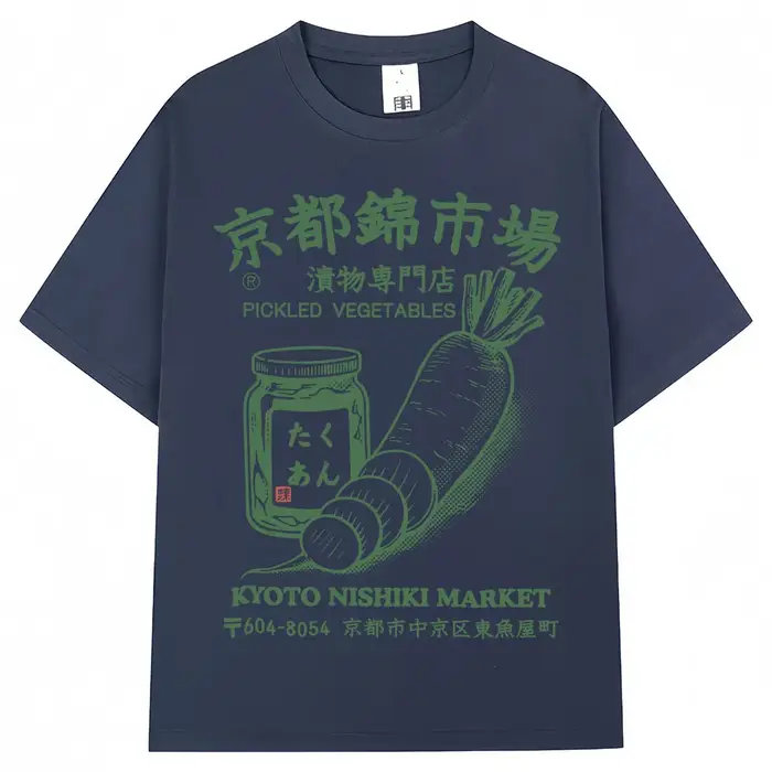 Style japonais Kyoto Nishiki marché imprimé T-shirt mode Vintage hommes femmes T-shirts surdimensionné coton décontracté