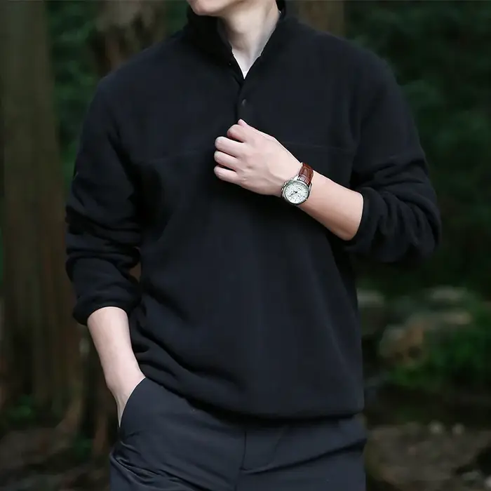 2025 hommes sweat col roulé demi bouton pull mâle polaire décontracté basique élégant vêtements de travail hiver automne veste chaude