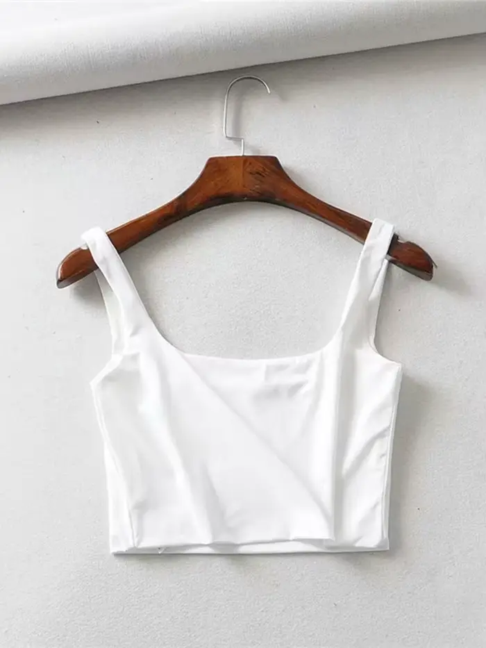 Offre spéciale 2024 été femmes Sexy hauts sans manche mode court col carré débardeurs 4 couleurs