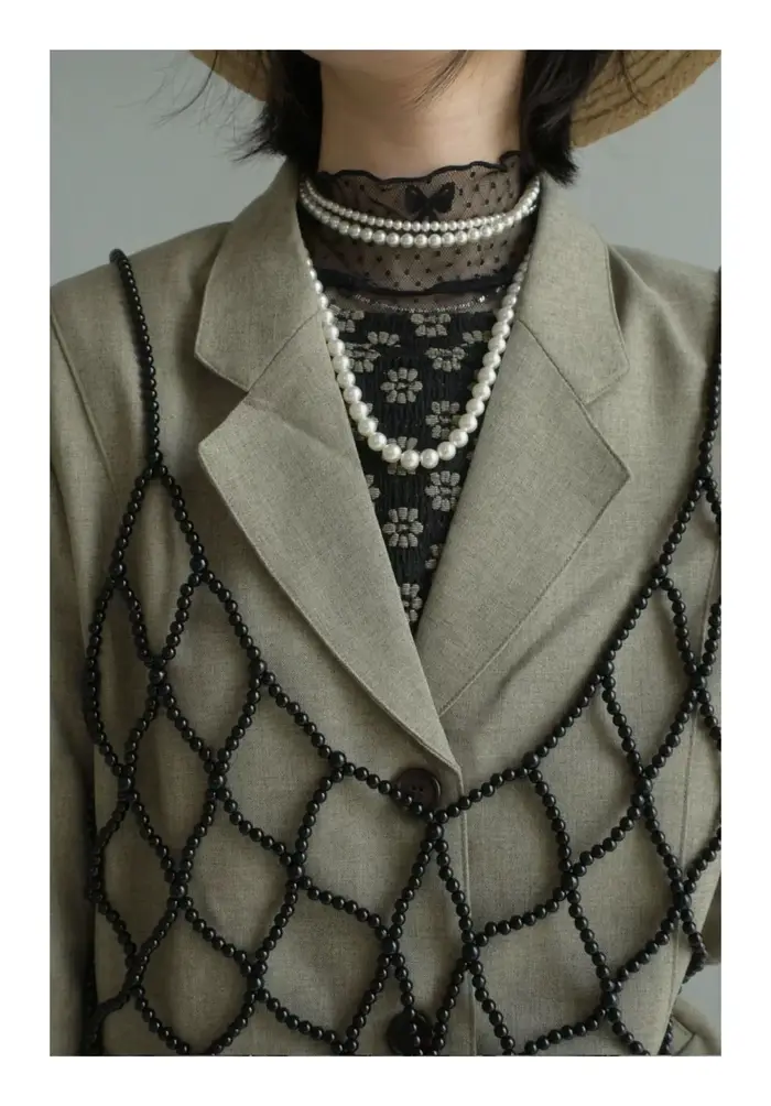 Débardeurs ajourés Chic Streetwear femmes noir perlé gilet soirée corps bijoux