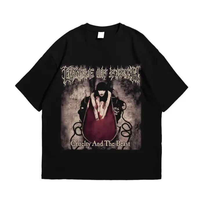 Cradle Of Filth T-shirt en coton noir pour hommes, style gothique punk