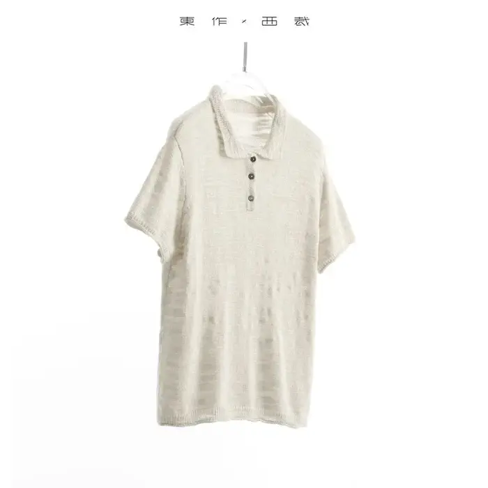 Polo à col~ T-shirt à manches courtes, Pull en maille, Haut pour femme pour petites tailles, Nouvell