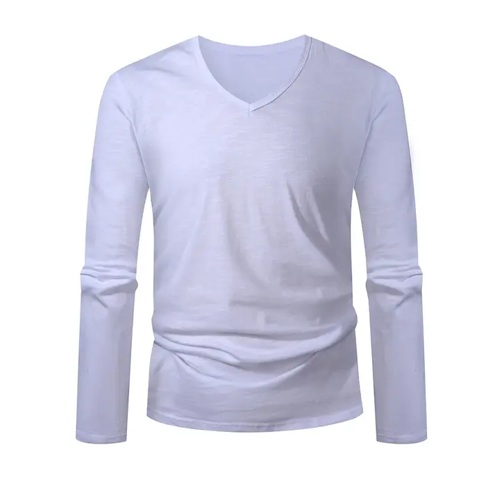 T-shirt pour homme 100% coton, manches longues, t-shirt de haute qualité, vêtements décontractés pou