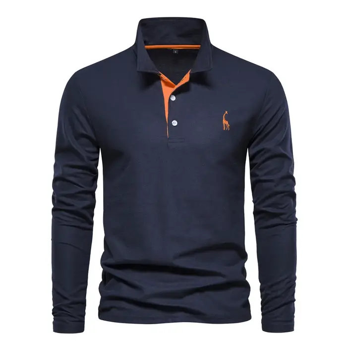 Nouveaux Polos Homme 2026 – Broderie Haut de Gamme, Manches Longues Unies, Chemises Polo de Golf Printemps-Automne, Hauts Masculins pour Affaires et Loisirs