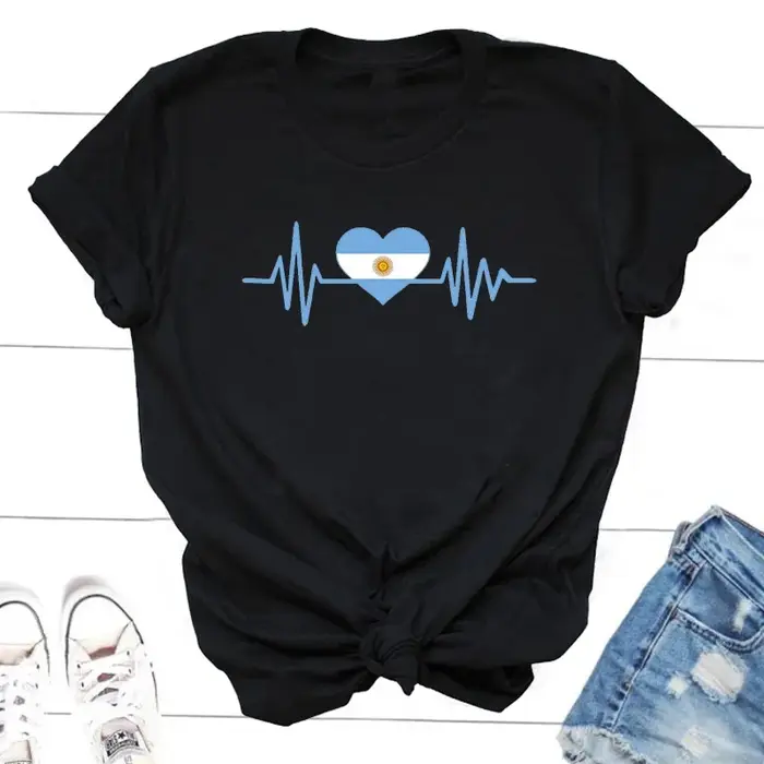 T-shirt de coeur d'Argentine pour les femmes et les hommes, tee-shirts de psychiatrie, amour, sensat