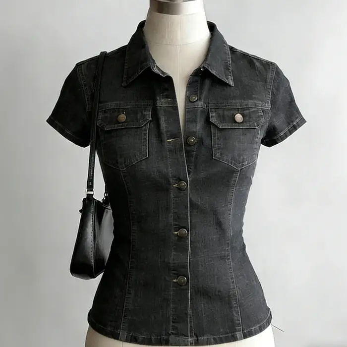 Chemise en jean gris pour femme