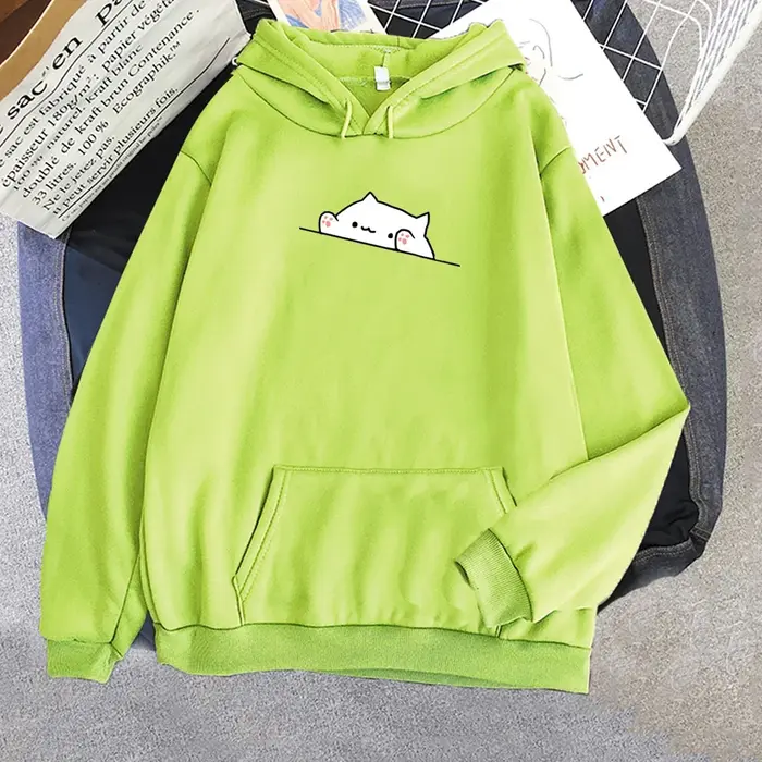 Sweat à capuche pour hommes, pull ample, décontracté, imprimé de chat de dessin animé, mode, Style c