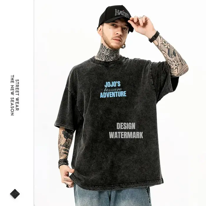 T-shirt Bandai JOJO Vintage Lavé S-Steel Ball Run T-shirts Oversize Zeppeli Gyro Manches Courtes Joestar Johnny Tops Tees Homme