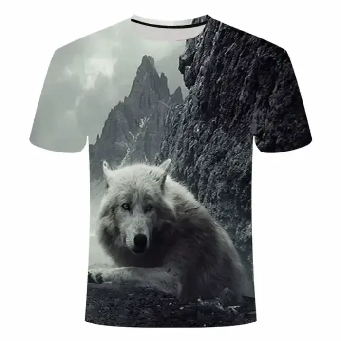 2025 loup T-shirt pour hommes imprimé Animal à manches courtes haut 3D décontracté rue homme T-shirt surdimensionné T-shirt hommes Vintage vêtements