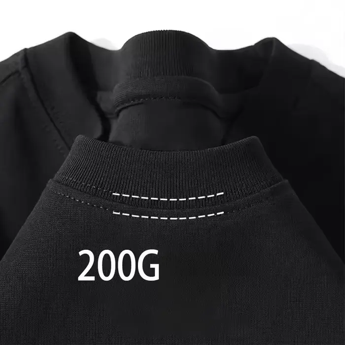 T-shirt à manches courtes en coton épais bleu marine 200g