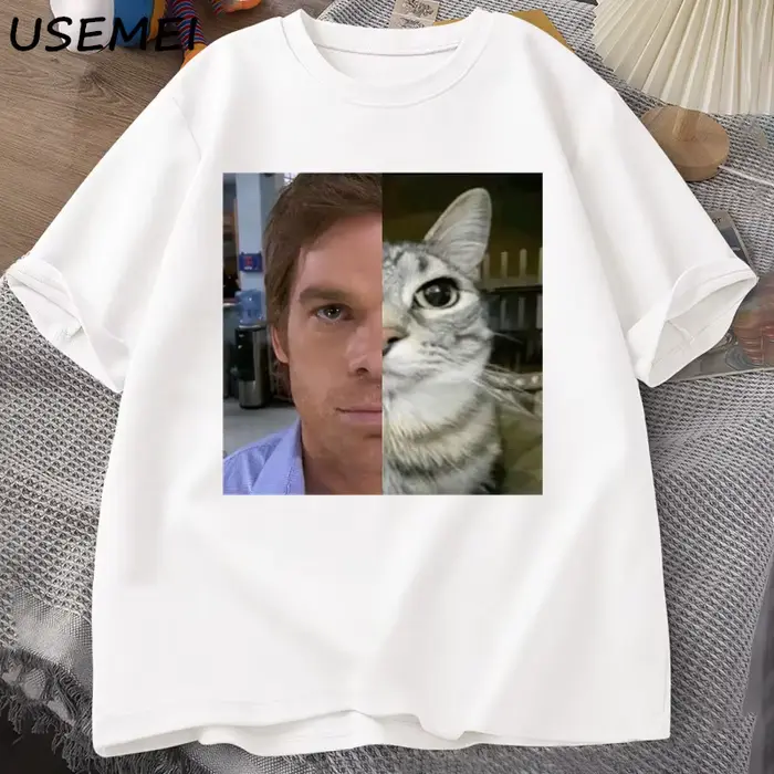 Dexter Morgan-T-shirt en coton à manches courtes et col rond pour homme