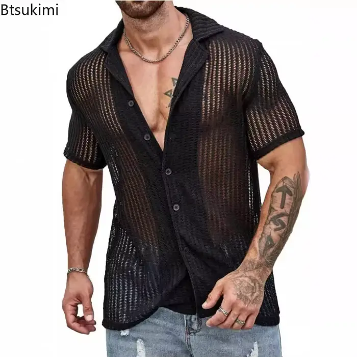 Polo uni en tricot à manches courtes pour hommes